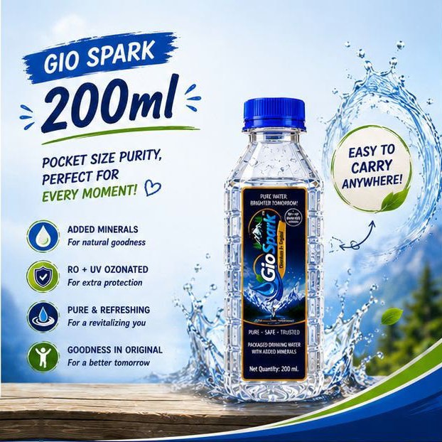 GIO Spark 200 ml — pocket size purity, perfect for every moment. Easy to carry anywhere.